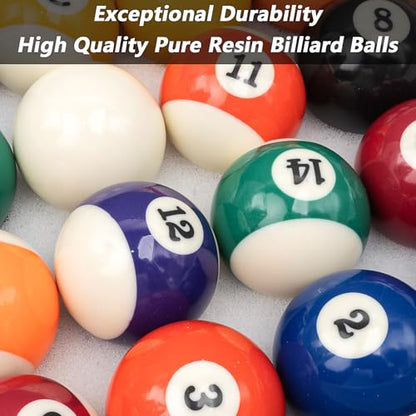 33 Pcs Pool Balls Billiard Set with Triangle Rack 2-1/4" Regulation Size 16 Balls, Pool Table Accessories Kit with Cue Chalks, Spot Stickers, Tip Replacements for Home Family & Beginner Practice
