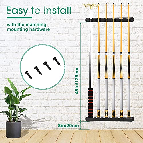 Skylety 2 Pieces Pool Stick Holder Pool Cue Rack for 6 Cue Wall Mounted Table Stick, Balls Billiard Table Accessories for Game Room Bars Clubs Billiard Players