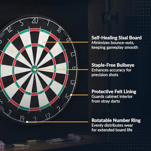 Hathaway Winchester Dartboard & Cabinet Set - color: Black