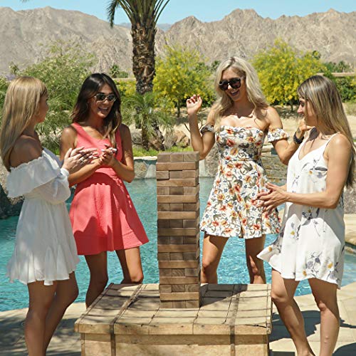 GoSports Giant Wooden Stacking Game - Stacks Up to 5 ft - Choose Brown Wood Stain, Gray, Natural, Stars & Stripes, or Tropical Hardwood - Toppling Tower - color: Brown