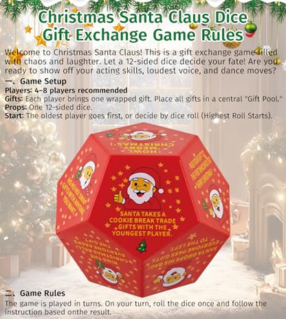 Hilarious Santa Swap Gift Exchange Dice, 3 * 3 in Exchange Gifts Dice, Christmas Stocking Stuffers Gift Exchange Dice Games for Family Party, Gifts for Xmas, Birthday, Party and Family Night, Holiday - style: Hilarious Santa Swap Gift Exchange Dice