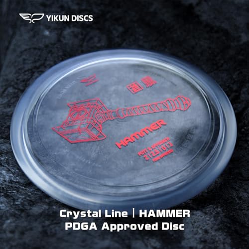 Yikun Hammer Golf Disc PDGA Approved - Limited Edition Pro Worlds 2025 | Overstable Driving Putter for Control & Hyzer Flips | Wind-Fighting Torque Resistant 170-176g (Premium Plastic) - color: transparent