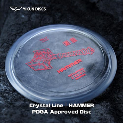 Yikun Hammer Golf Disc PDGA Approved - Limited Edition Pro Worlds 2025 | Overstable Driving Putter for Control & Hyzer Flips | Wind-Fighting Torque Resistant 170-176g (Premium Plastic) - color: transparent