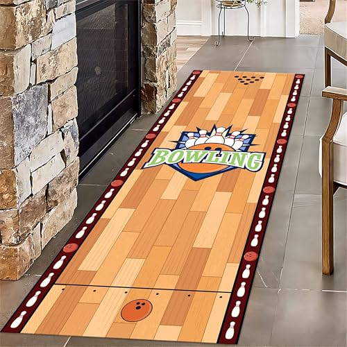 Bowling Area Rug,4x12ft,Bowling Ball Living Room Rugs,Soft Non-Slip Washable Corridor Carpet,Sports Ball Game Accent Rug,for Playroom, Classroom,Bedroom and Nurserynon-Slip Kids Carpet - color: Color - 3, size: 4x12ft