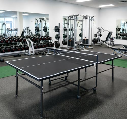 8.5x4.3ft Foldable Mid-Size Table Tennis Table Set with Net, Paddles & Balls - Portable Indoor Ping Pong Table for Home & Office - color: Black