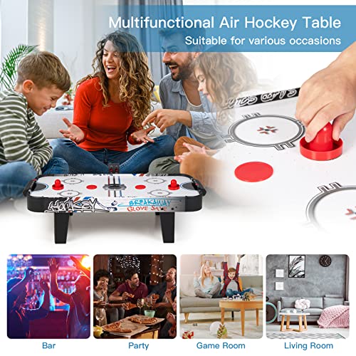 GYMAX Air Hockey Table, 42” Table Top Air Hockey with 2 Pucks, 2 Pushers, LED Scoreboard, Mini Air Hockey Arcade Table Game Room, Dorm Room, Club, Family Recreation Game