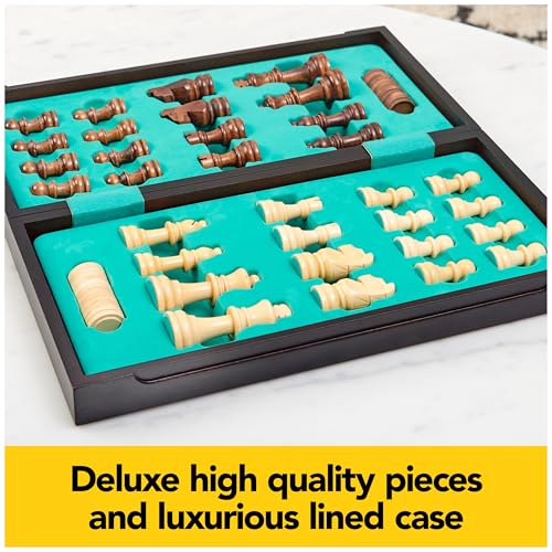 Spin Master Games Legacy Deluxe Chess & Checkers Set, Classic Two Player Game Includes Folding Board with Solid Wood Playing Pieces, for Kids and Adults Ages 8 and up - color: Chess & Checkers