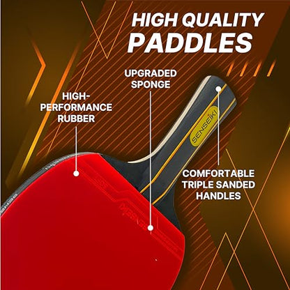 Ping Pong Paddles - High-Performance Set with Premium Table Tennis Rackets, 3-Star Ping Pong Balls, Compact Storage Case | Table Tennis Set - style: 4 racket + 6 ball+ net