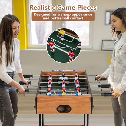 Goplus Folding Foosball Table, 27” Wooden Soccer Game Table with 2 Footballs & Score Keepers, Indoor Outdoor Portable Football Game Set for Adults, Arcades, Bars, Parties, Family Nights