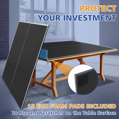 IUNNDS Table Tennis Top for Pool Table, 6ft/7ft/8ft/8ft/8.5ft/9ft Foldable Table Tennis Table for Pool Table, Table Tennis Conversion Top with Net (Blue, 9x5ft,8ft Billiard Table)