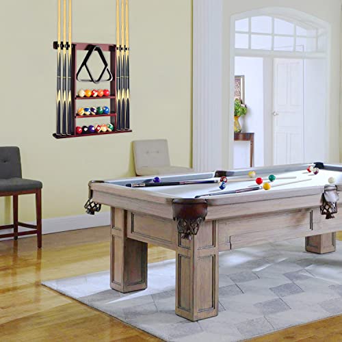 Pool Stick Holder Cue Stick Holder Wall Mount Billiard Cue Racks Holds Billiards Accessories for Billiard Room,Bar Room,Game Room（Mahogany） - color: Mahogany