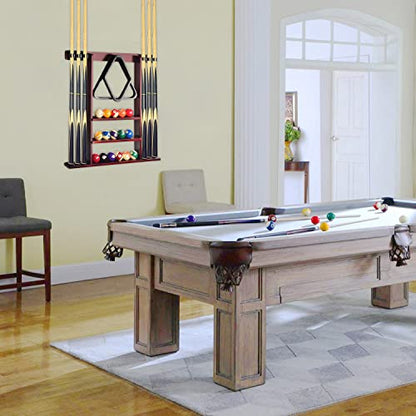 Pool Stick Holder Cue Stick Holder Wall Mount Billiard Cue Racks Holds Billiards Accessories for Billiard Room,Bar Room,Game Room（Mahogany） - color: Mahogany