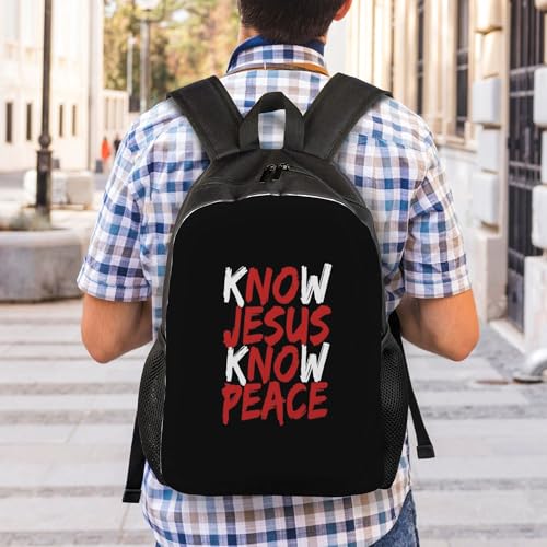 Know Jesus Know Peace.Jpeg Backpacks For Men Women Book Bag Travel Hiking Camping Work Lightweight - color: Ye14