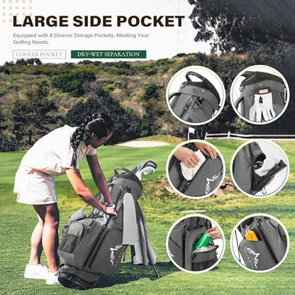 uniHimal Lightweight 7-Way Golf Stand Bag for Men & Women | Carry Bag, Multiple Pockets, Dual Straps - color: gray