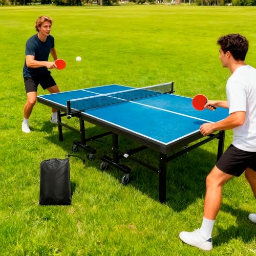 Lightweight Ping Pong Table Cover, Waterproof Outdoor Indoor Use Universal Fit for 9x5 FT Folding Tables, Table Tennis Table Cover, 210D Oxford Fabric with Storage Bag & Windproof Buckles