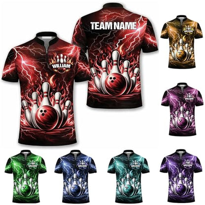 GABITA Personalized Bowling Jerseys for Men, Custom Bowling Shirts, Funny Bowling Shirts Gift for Bowler Team Player - color: A33