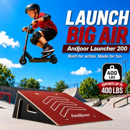Kids Jumping Ramp for Skateboard, Bike, Scooter, BMX, RC Car and Dirt Bike, 25.2 in, Red - color: Red, size: L200