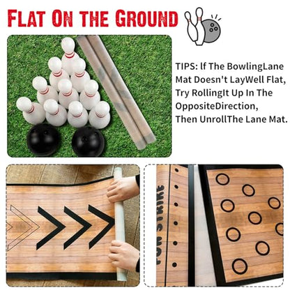 Mini Bowling Set Indoor Outdoor Indoor Bowling Set with Guide Arrow Mat Gold and Silver Medal Backpack Dispensing Suitable for Family Friends Family Party Entertainment