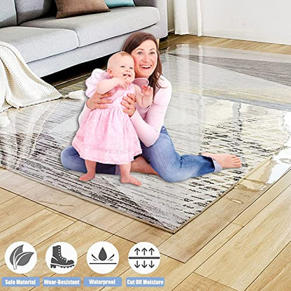 Clear Hardwood Floor Protector Mat for Computer Desk Gaming Chair 1.5mm Plastic Table Cover Clear Table Protector Non-Slip Easy Clean for Kitchen Tablecloths Ta,1.5mm-50x100cm/20x40in