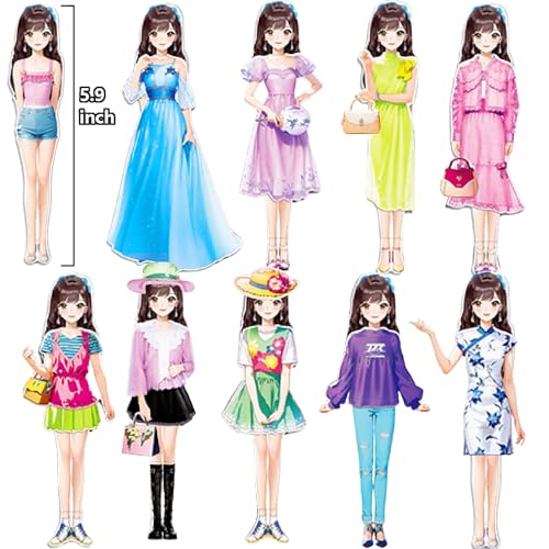 Magnetic Dress Up Paper Doll,Magnet Princess Dress Up Dolls for Girls Ages 4-7 Kids,Travel Activities Road Trip Car Ride Interactive Learning Created Imagine Set Birthday Gift (E Set) - color: E Set