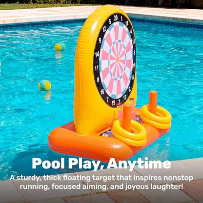 SLOOSH 2-in-1 Fun Pool Toys Set for Kids, Inflatable Dart Board & Ring Toss Game, Pool Floats Water Game Toys for Beach Yard Outdoor Ball Play, Party Birthday Gift for Kids Teen Adult