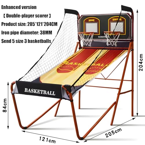 Basketball Arcade Game,Electronic Scoring Dual Shot Arcade Basketball,Folding Double Basketball Shooting Machine (B) - color: B