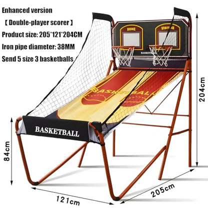 Double Basketball Shooting Machine,Folding Home Basketball Shooting Machine Rack,Basketball Arcade Game,for All Basketball Sports Enthusiasts - color: B