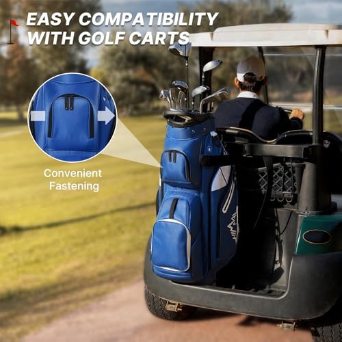 uniHimal Golf Cart Bag with 15 Way Organizer Divider Top, S-Lock Cart Golf Bag for Men Women with Magnetic Pocket and Rain Cover, Lightweight Golf Club Bag Includes Cooler Pocket and Handles