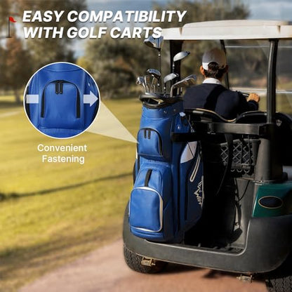 uniHimal Golf Cart Bag with 15 Way Organizer Divider Top, S-Lock Cart Golf Bag for Men Women with Magnetic Pocket and Rain Cover, Lightweight Golf Club Bag Includes Cooler Pocket and Handles