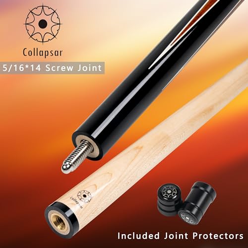 Collapsar CA Pool Stick with 1X1 Hard Case,58" Maple Professional Billiard Cue Stick,19-21 oz Pool Cue Set - color: CA006+Joint Protector+Hard Case, size: 19 ounce