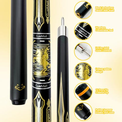CueMall 58" 2-Piece Billiard Pool Cue Sticks,12.5mm Fiberglass Graphite Composite Billiard Cue Sticks,19oz Pool Sticks Tacos de billar for Adults Men/Women, House or Commercial/Bar Use - color: CueMall-A