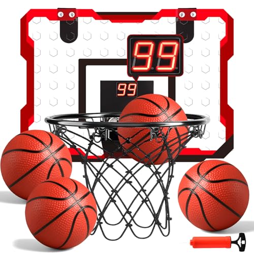 LovesTown Indoor Basketball Hoop for Kids, Door Basketball Hoop with Electronic Scoreboard LED Lighting Birthday Toys Gifts for Boys Girls - style: Classic