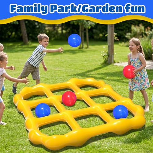 MGparty Pool Games Toys Set - Inflatable Tic Tac Toe Pool Toy with 10 Balls - Summer Outdoor Water Fun for Kids Adults Teens Family Swimming Pool Float Beach Backyard Party Game (2-10 Players)
