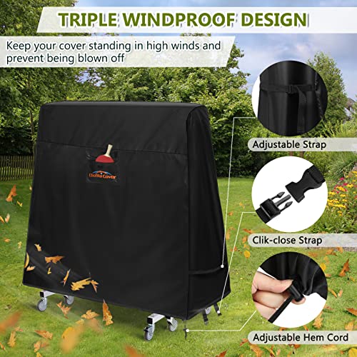 Ping Pong Table Cover, Outdoor/Indoor Premium Durability Oxford Fabric Ping Pong Table Cover, All Weather Resistant Table Tennis Cover - style: Folded - Outdoor