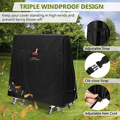 Ping Pong Table Cover, Outdoor/Indoor Premium Durability Oxford Fabric Ping Pong Table Cover, All Weather Resistant Table Tennis Cover - style: Folded - Outdoor
