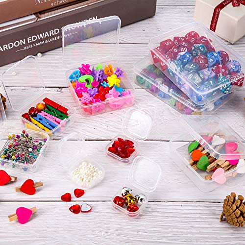 SATINIOR 24 Packs Small Clear Plastic Beads Storage Containers Box with Hinged Lid for Storage of Small Items, Crafts, Jewelry, Hardware (3.5 x 2.4 x 1.2 Inches) - size: 3.5 x 2.4 x 1.2 in