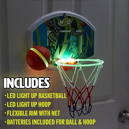 LED Light Up Basketball Toy Set for Boys and Girls, LED Light up Hoop and Basketball - Ages 4 and Up - style: LED Light Up