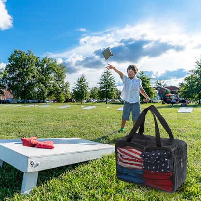 Klmnop 2 Pcs Cornhole Bag Carry Case Holds 8 Cornhole Bean Bags, Foldable Cornhole Mesh Bag Carrying Bag with Portable Handle for Men and Women