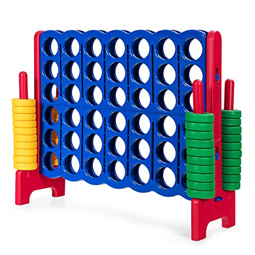 ARLIME Giant 4 in a Row Connect Game, 47'' Jumbo 4-to-Score Toy Set W/ Quick-Release Lever, Build-in Ring, Jumbo Sized for Kids & Adults, Oversized Floor Activity for Indoor & Outdoor Play - color: Red