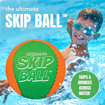 Activ Life The Ultimate Water Skip Balls, Water Bouncing Ball for Swimming Pool, Beach Toys for Friends, Family, Kids and Adults - style: Green/Orange