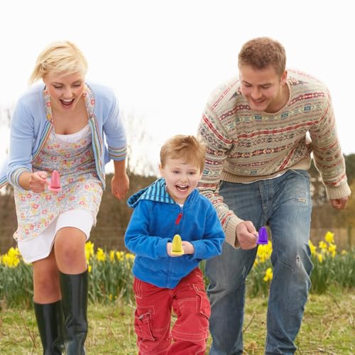 TOPZEA 24 PCS Easter Egg and Spoon Race Game Set, Wooden Egg Balance Game 12 Players, Carnival Relay Race Field Day Games for Kids & Family, Easter Eggs Hunt, Outdoor Lawn Games