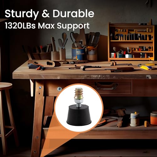 NEWBYTEK M6 Thread Rubber Furniture Leveling Feet Screw in Threaded Furniture Levelers Adjustable Table Chair Levelers Feet Glides for Chairs Tables Cabinet Patio - 8 Pack - size: M6 Thread, 8 Pack
