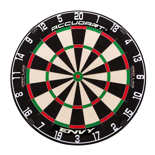 Accudart Envy Bristle Dartboard - 360° Pro-Glide Number Ring - ROTA-X Precision Alignment System - LEVELTECH Stabilizers for Perfect Alignment - Premium Kenyan Sisal