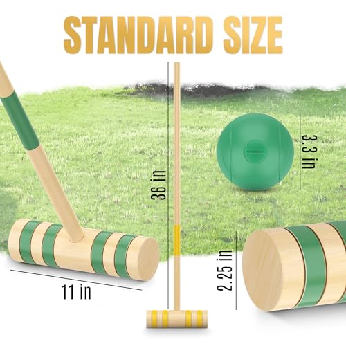 Glow in the Dark Croquet Set with LED Balls - 8 Mallets & Balls - Outdoor Games - Real Durable Croquet Set for Adults - Fun Backyard Activity