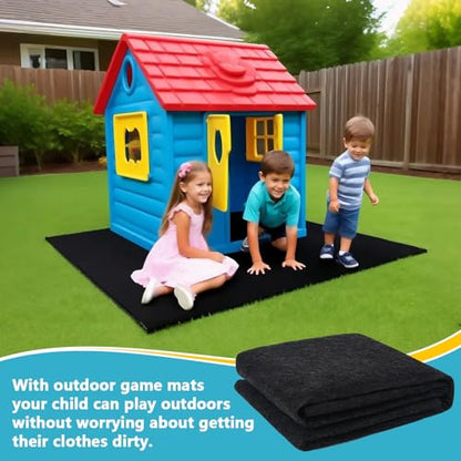 Outdoor Playhouse Mat 59'' x 59'' Portable Activity Rug with Non-Slip Backing Outside Game House Play Mat Playhouse Pad Rug for Outdoor Playground Flooring