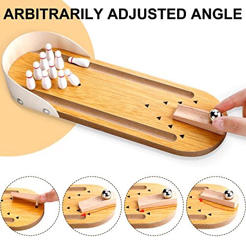 Jexine 3 Pcs Table Game Set Include 1 Tabletop Mini Bowling Game 2 Cornhole Set Desktop Table Game Wooden Bowling Game Portable Mini Desktop Cornhole Fun Desk Gifts for Adults
