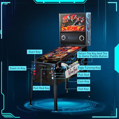 Arcade Pro Pinball Machine, 1000 in 1 Games, 43" 4K Ultra HD, American Style Vintage Cabinet, Digital Leaderboard, Haptic Feedback, for Home Game Room