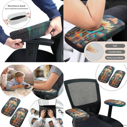 Butterfly Computer Chair Cover Desk Chair Arm Covers Mushroom Stretchy 4-Piece Set Whimsical Elastic Breathable Desk Chairs Covers Slipcovers for Home and Gaming Chairs - color: Mushroom Butterfly