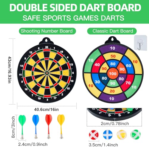 HELLO PAPAYA Magnetic Dart Board - 12Magnetic Darts+12Sticky Balls Or 2 Toy Gun+40 Foam Dart,Fun for Family Game and Party with Friends, Christmas Birthday Gifts Toys for 3-12 Year Old Boys - style: 16in-12Magnetic Darts+12Sticky Balls