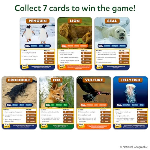 Skillmatics Guess in 10 National Geographic Animals, Educational Card Game for Kids & Families, Animal Trivia & Travel Game, Screen-Free Fun, Gifts for Ages 6, 7, 8, 9 and Up - style: 2. National Geographic